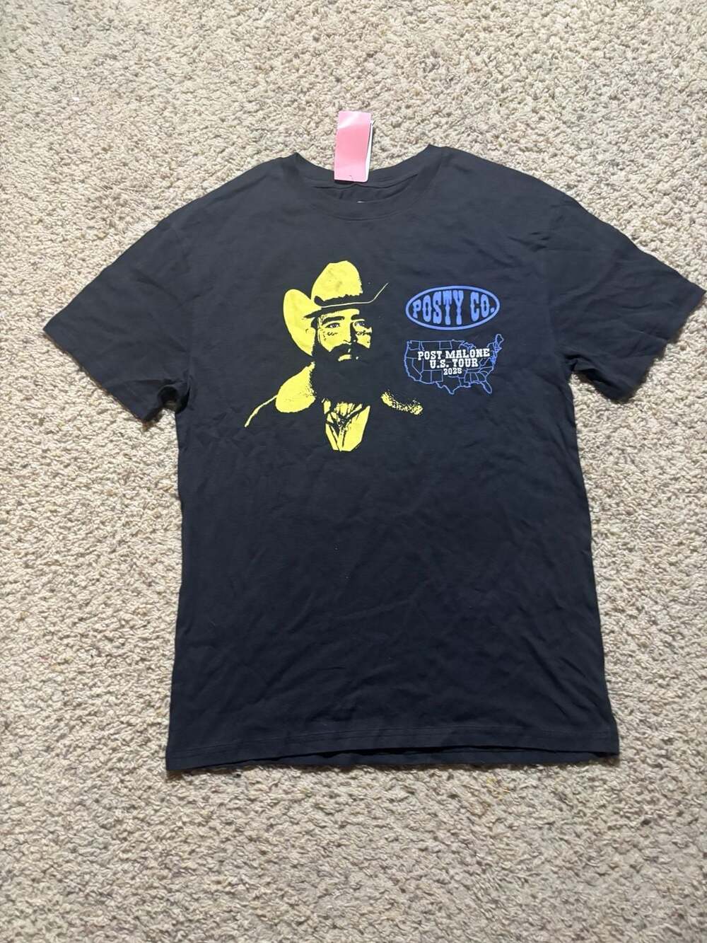 Posty Co Post Malone U.S. Tour 2025 T-Shirt Small Black Graphic Band Tee